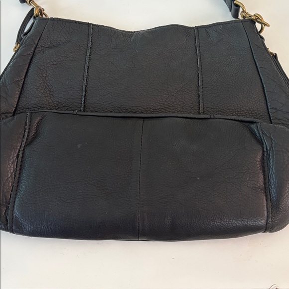 AMERICAN LEATHER COMPANY BLACK SHOULDER BAG BRASS HARDWARE SNAP POCKET ON FRONT - Picture 8 of 12